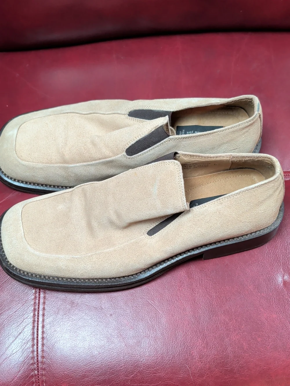 Kenneth Cole Beige Leather Suede Slip-On Loafers Dress Shoes Men's 11